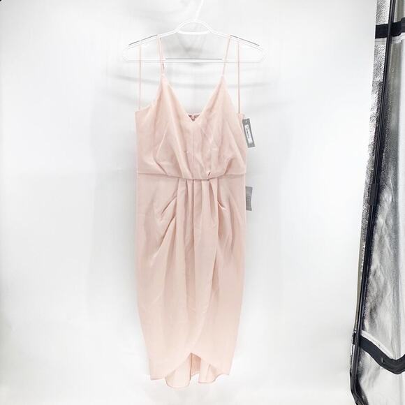 Chelsea28 Light Pink V-Neck Spaghetti Straps Back Zip Tulip Hem Dress sz 4 - Picture 1 of 7